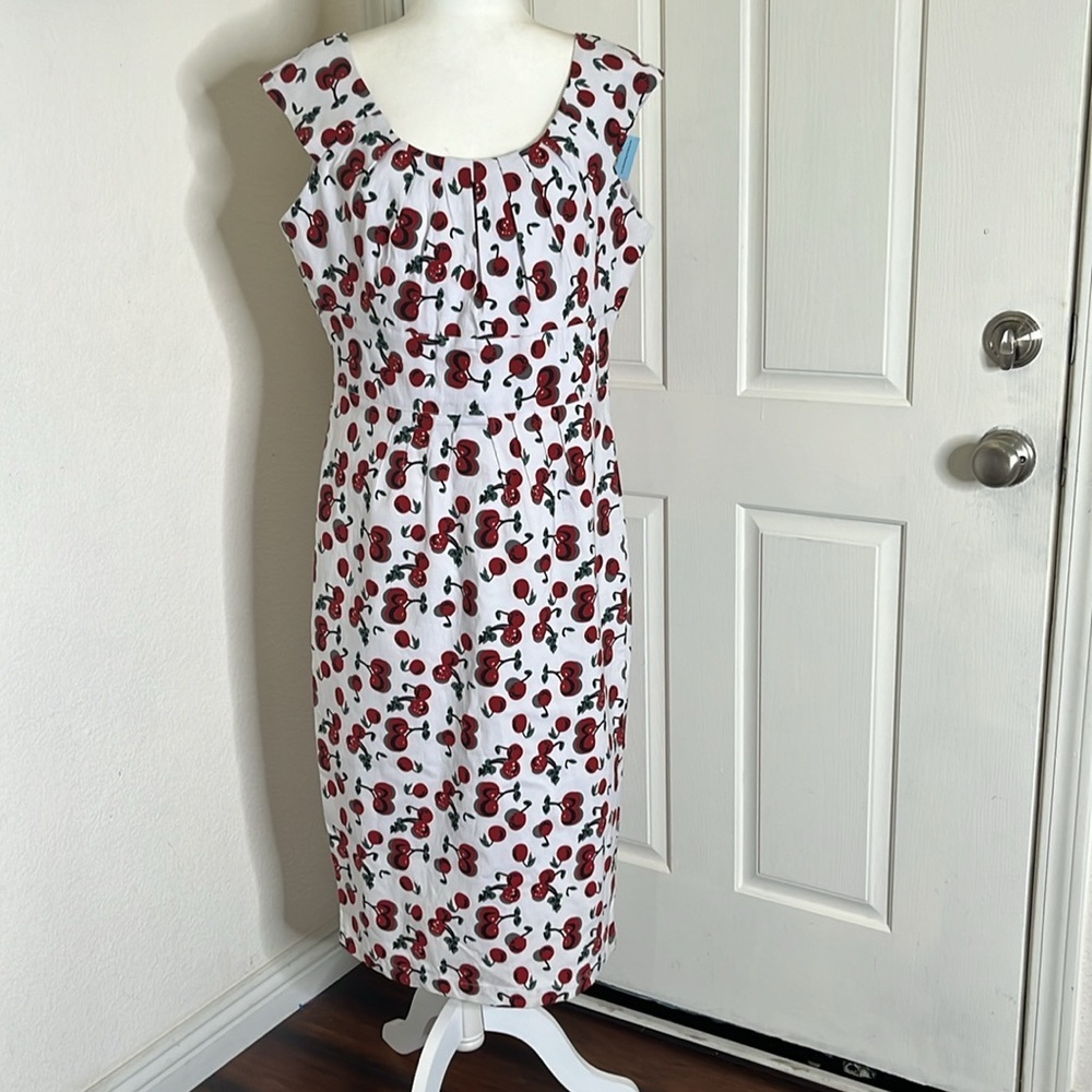 Betty Paige by Tatyana Cherry Print Sleeveless Dress Pin Up‎ Rockabilly 3XL NWT